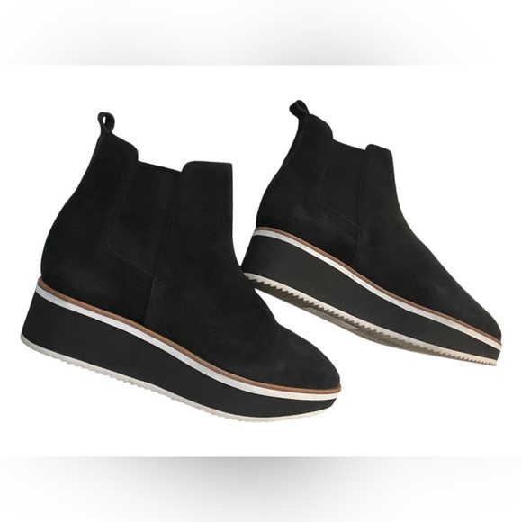 Antonio Melani Brexton Suede Wedge Ankle Bootie Black 6.5 Leather Shoe Women’s - Picture 8 of 15